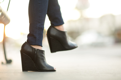 Casual Peplum :: Olive jacket &amp; Croc stamped wedges wedges, pointed toe from HeelsFetishism