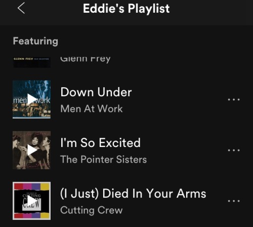 (i just) died in your arms is a song in eddie’s playlist on the itmovieofficial spotify channe