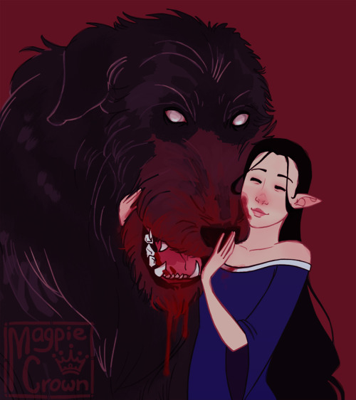 magpiecrown: Goretober, Day 25: Fairy Tale Luthien and Huan.