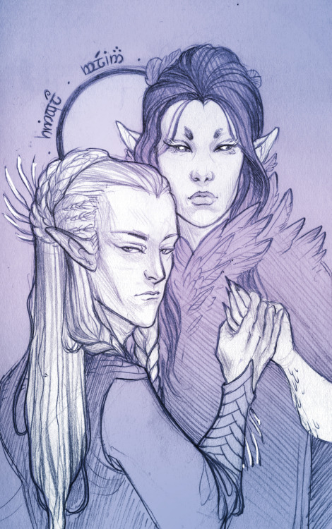 misbehavingmaiar: thoughtsupnorth:Pencil sketch of Queen Melian and King Thingol! (Able to produce t