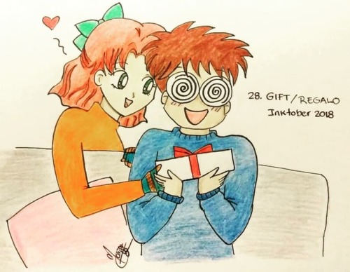 Inktober Day 28: Gift/ Regalo Una de las parejas mas lindas en Sailor Moon, Umino y Naru #inktober