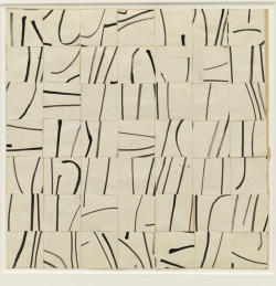 romantisme-pornographique:  Elsworth Kelly, Brushstrokes Cut into Forty-Nine Squares and Arranged by Chance, 1951.  