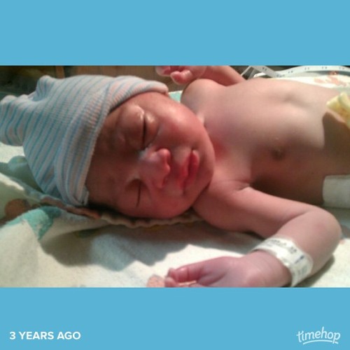 #timehop Exactly three years at 2 am my 2nd blessing was born. Everyday has been something that I can cherish for the rest of my life. You came into the world struggling to breathe, full of jaundice, and underweight. We stayed in the hospital with you
