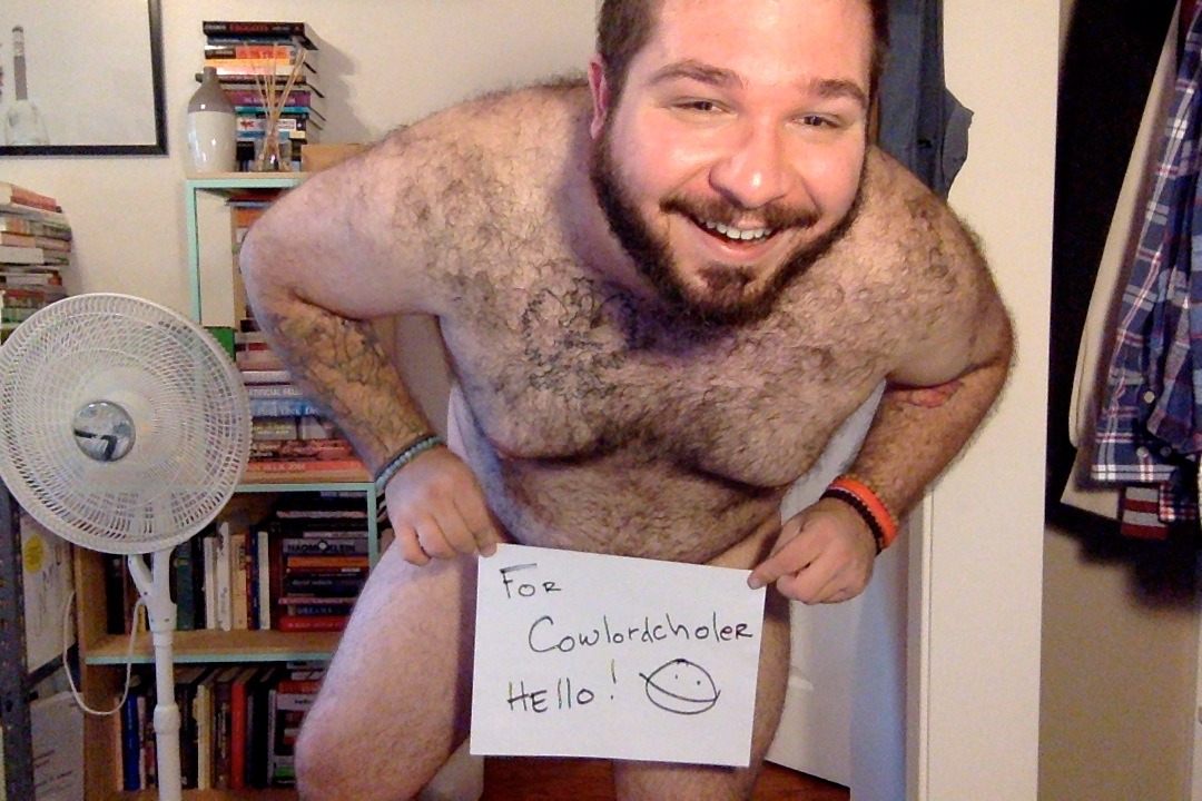 cubofthewest:  cowlordcholer wanted to see my black briefs, and I told him the moment