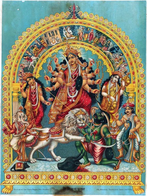 hinducosmos: Shri Shri Durga ca. 1885–95. Calcutta, India. Chromolithographic print. (via The Metrop