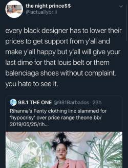 whyyoustabbedme:  Too many of us black folks treat white products as the standard. When  black companies sell products, we basically have to be the off-brand.  Shit makes me sick.  