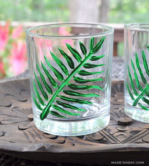 Tropical Palm Cocktail Glasses via Made in a Day