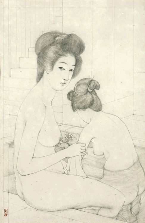 kristalknobb:HASHIGUCHI GOYO (1881-1921) - Two women in a bath