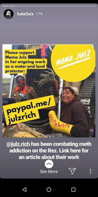 anysparecrumbsofseratonin-deact:Ok y'all, I need this one to go viral. This is a badass friend of mine that needs our support because they support so many with voices not heard. She fights meth and trafficking on the Rez and is a water and land protector.