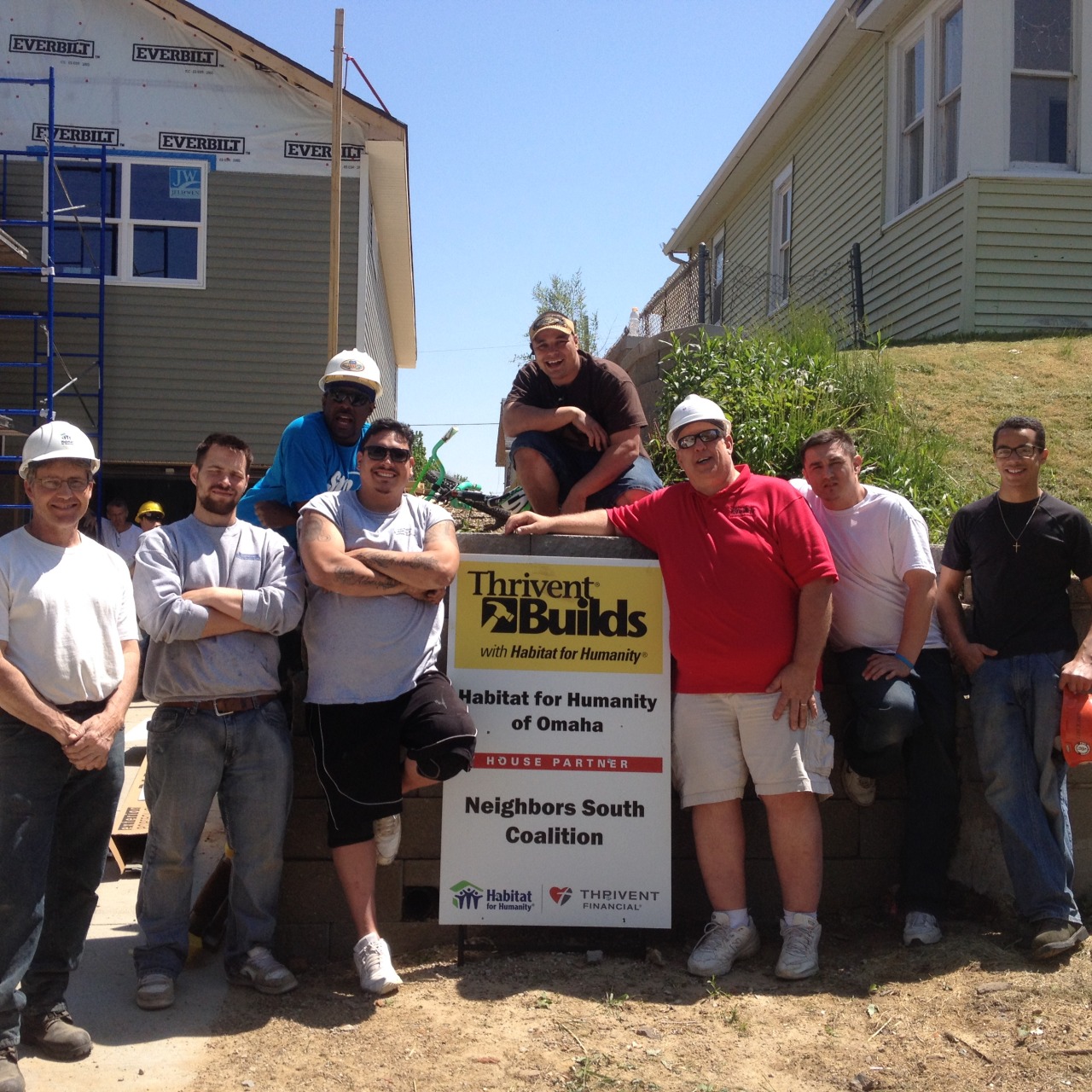 <p>May 2014 Pride Siding helping out with Thrivent Financial, Habitat for Humanity and Life Church on a build in South Omaha. </p>