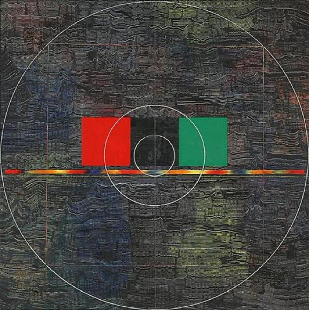 Jack Whitten -  Red, Black, Green (acrylic and string on canvas, 1979-80)