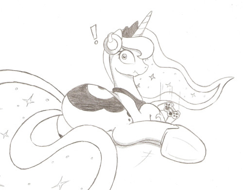 prince-drawlestia:  denzel-the-inside-pony:  “My my, you’ve gotten big. A little "exercise” will do you some good~“ uh..I mean..No comment ;>_> (Directed at Gaming Princess Luna)  yes  X3! Oh dear….