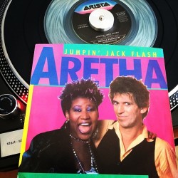 dead6119:  ARETHA FRANKLIN / JUMPIN’ JACK FLASH (Produced by Keith Richards) c/w INTEGRITY / 1986 / EP / STEREO / 45 RPM / US / AS1-9528 / ARISTA  / Clear Vinyl !!