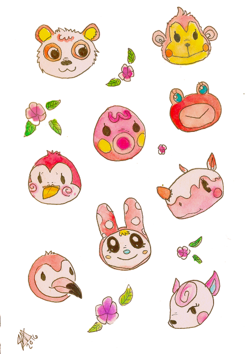 shirasart: Some transparent pink and blue animal crossing villagers!  Available as all sorts of goo