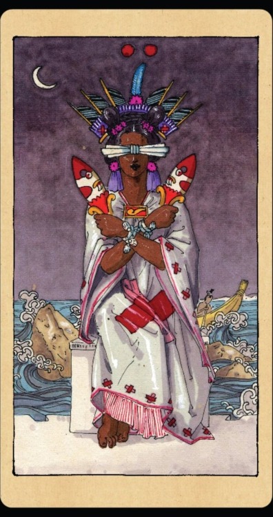 I finished the suit of Flints in my Mexica Tarot deck. When i finish all the suits I’ll publish a co