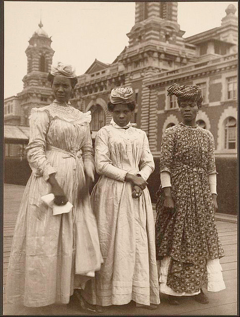 diasporadash:  Three women from Guadeloupe, on Ellis Island, about 1910, by Augustus Sherman - Sourc