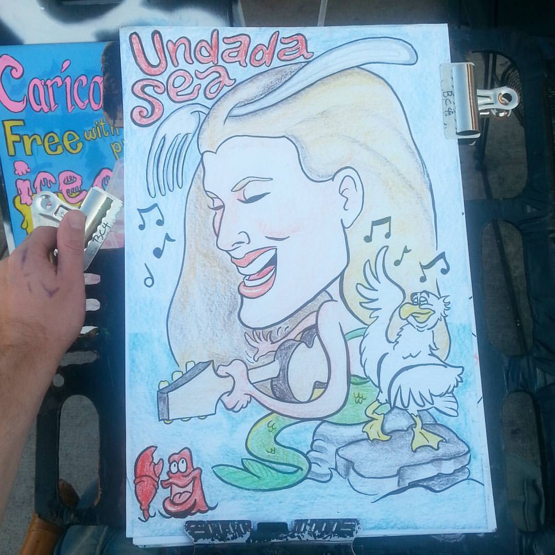 Last day of caricatures at Dairy Delight!  Been working on a mermaid who sang here