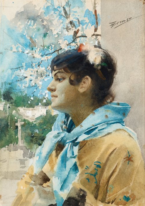 ANDERS ZORNSpanish Girl In ProfileWatercolor27.5 x 19.5 cm