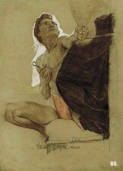 hadrian6:  Study for Odysseus and the sirens. drawing. Otto Greiner. German. 1869-191               