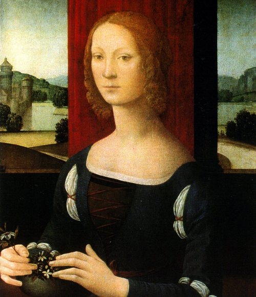 Image: La dama dei gelsomini, by Lorenzo di Credi (Pinacoteca Civica di Forlì), presumed portrait of