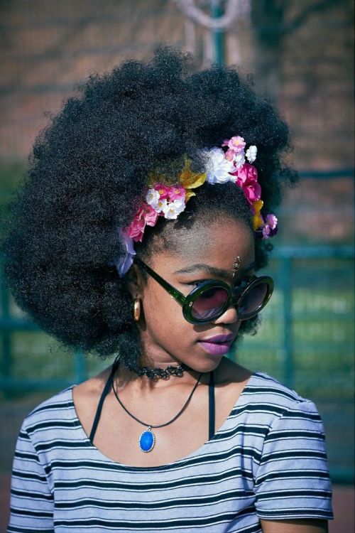 A flower crown to compliment a gorgeous afro