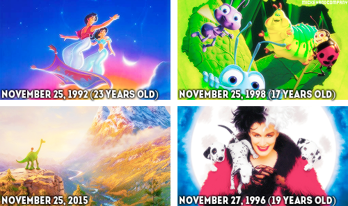 mickeyandcompany:Disney movies released in November (including the upcoming The Good Dinosaur, Moana