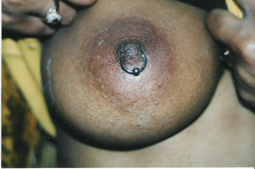 Porn Pics nice fresh pierced black nipple! thanks for