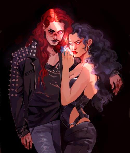 horreurscopes: a commission and some extra details for @kallynkaa, of their ocs ange and arria. this is without a doubt one of my favorite pieces i’ve worked on this year :’) i love how it turned out!!!! (commission me!!!!) 