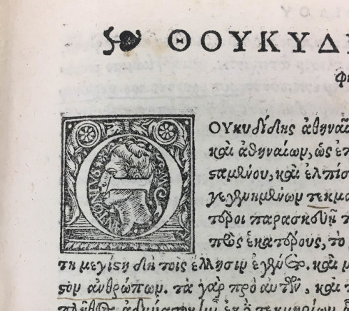 noelcollection: This 1540 edition of Thucydides’s History of the Peloponnesian War is printed 