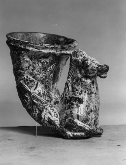 didoofcarthage: Rhyton (drinking cup) with forepart of a horse and cornucopia Roman, 100 B.C. t