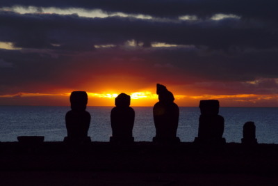 Tahai,moais seeing sunset, Rapa Nui
