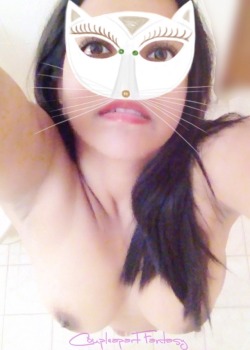 coupleapartfantasy:  This little pussy’s pussy was sooo thirsty for a cock tonight; anyone willing to give this pussy some cream???   P.S. - Do u guys like my mask???