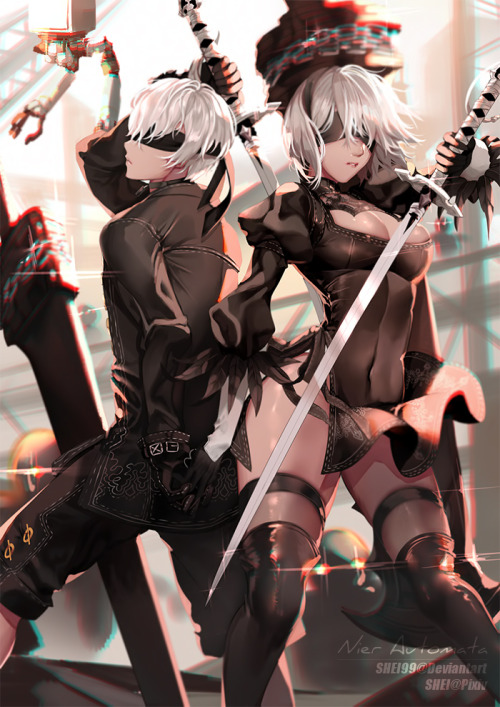 dummy-dot-exe:2B and 9S by shei