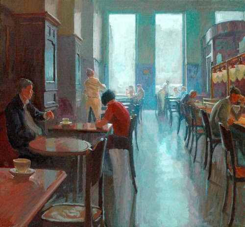 urgetocreate:Joost Doornik (Dutch b.1964), The Cafe, 2015, Oil on linen