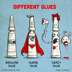 laughingsquid:  Different Kinds of Glues as Illustrated Characters