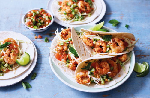 Mojito prawn tacos