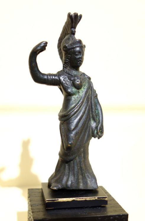 Roman bronze votive statue of the goddess Minerva.  Artist unknown; 2nd cent. CE.  Now in the Fitchb