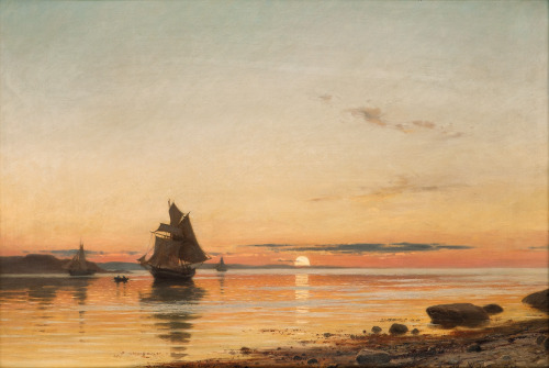 Amaldus Clarin Nielsen (1838 - 1932) At sunset in the skerries