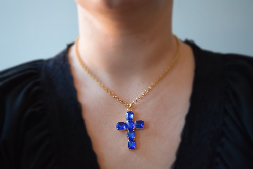 I’m very excited to show you my new reproduction Regency paste glass cross pendants!  The