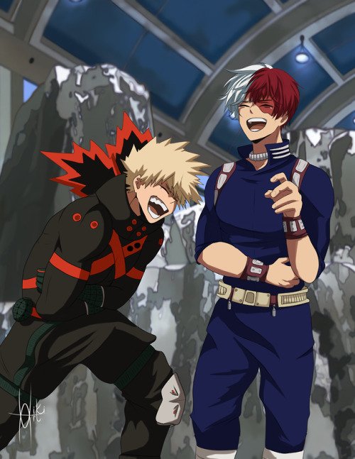 quicksilverslover: shotoshaftsucker: youseimanami: Unusual sight of Bakugou and Todoroki I needed to