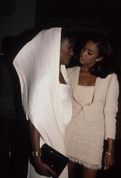 manufactoriel:Grace Jones in Issey Miyake and Naomi Campbell  in Azzedine Alaïa