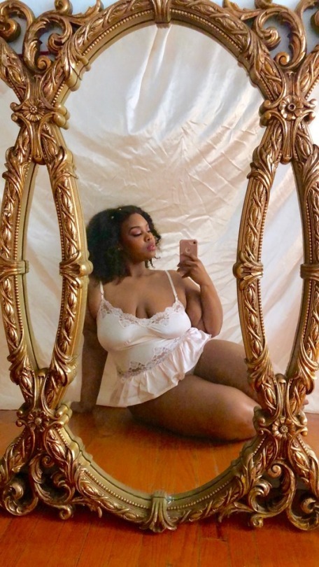 iridessence:  Lavish mirror selfie while working on October Patreon content. Black, fat bodies surrounded by luxury is my kink. What’s yours? (Btw I know it’s not really a kink).IG: Iridessence | Patreon 
