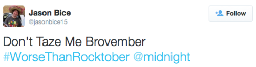 comedycentral:  Which of these #WorseThanRocktober tweets is the NovemBest? Watch tonight’s new @midnight and find out.