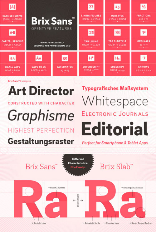 Brix Sans from HVD Fonts Hannes von Döhren and Livius Dietzel worked about two years to develop and complete the Brix Sans font family.
Check out more information about the Brix Sans family on WE AND THE COLOR or buy it on MyFonts.com
Find WATC...