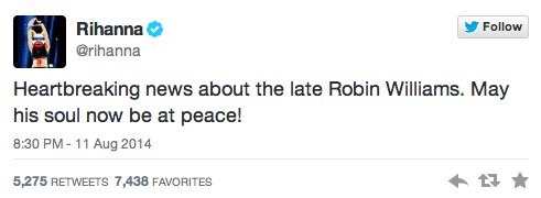 malfoyficents:  Celebrities tweet condolences on the passing of Robert Williams
