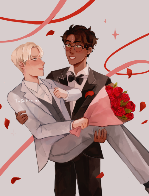 tobeheroes:The urge to draw cheesy lovey dovey drarry was too much….so here they are! I will once ag