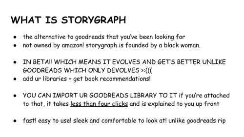 blacklinguist:fruitvending:WHY YOU SHOULD USE STORYGRAPH [SITE IN BETA]do you hate amazon +/or goodr