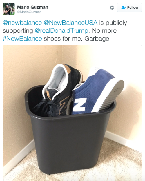 micdotcom:People are dumping their New Balance shoes after the company came out in support of Trump 