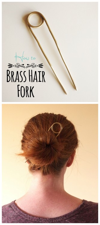 DIY Brass Hair Fork Tutorial from Bead It + Weep.Make your own DIY hair fork using wire and bending 