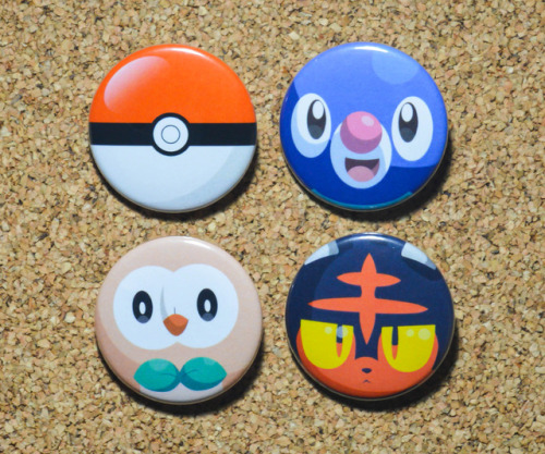 Pokemon Sun and Moon Starter Button Set! Check it out on Etsy by clicking here! Pin it on Pinterest!